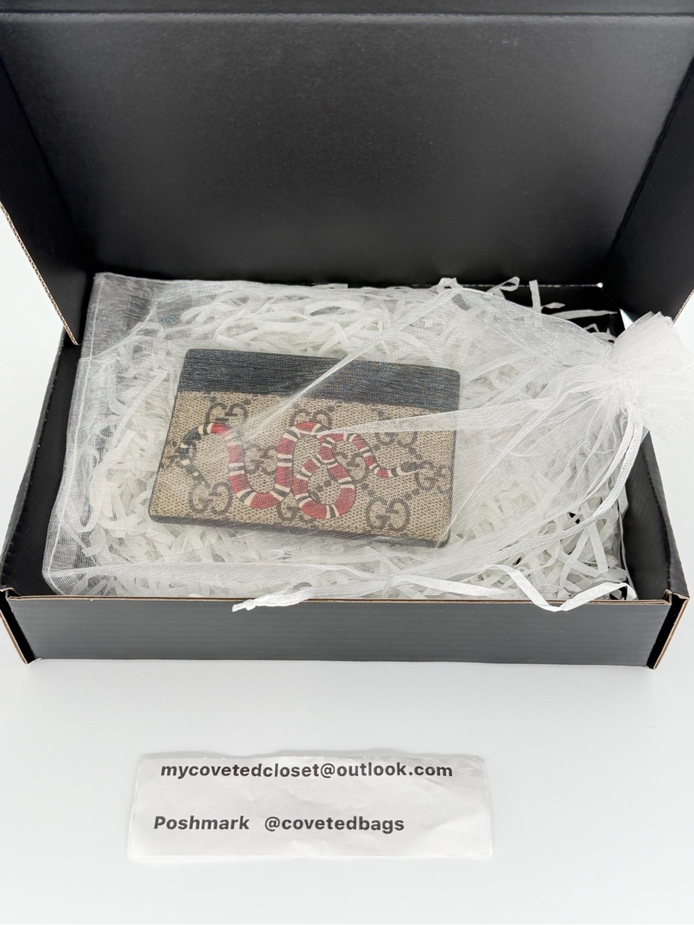 Gucci Snake GG Supreme Canvas Card Case Like New w/Entrupy COA - Picture 2 of 14